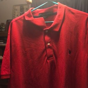 Red polo shirt